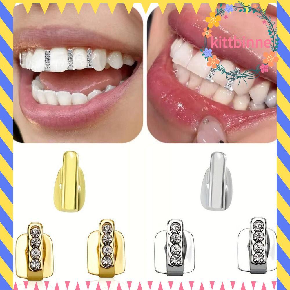 KITTBINNE 3 Cái Hip Hop Răng Grillz, Thạch Anh Sáng Bóng Grillz, Rỗng Răng Trang Sức Nam Nữ