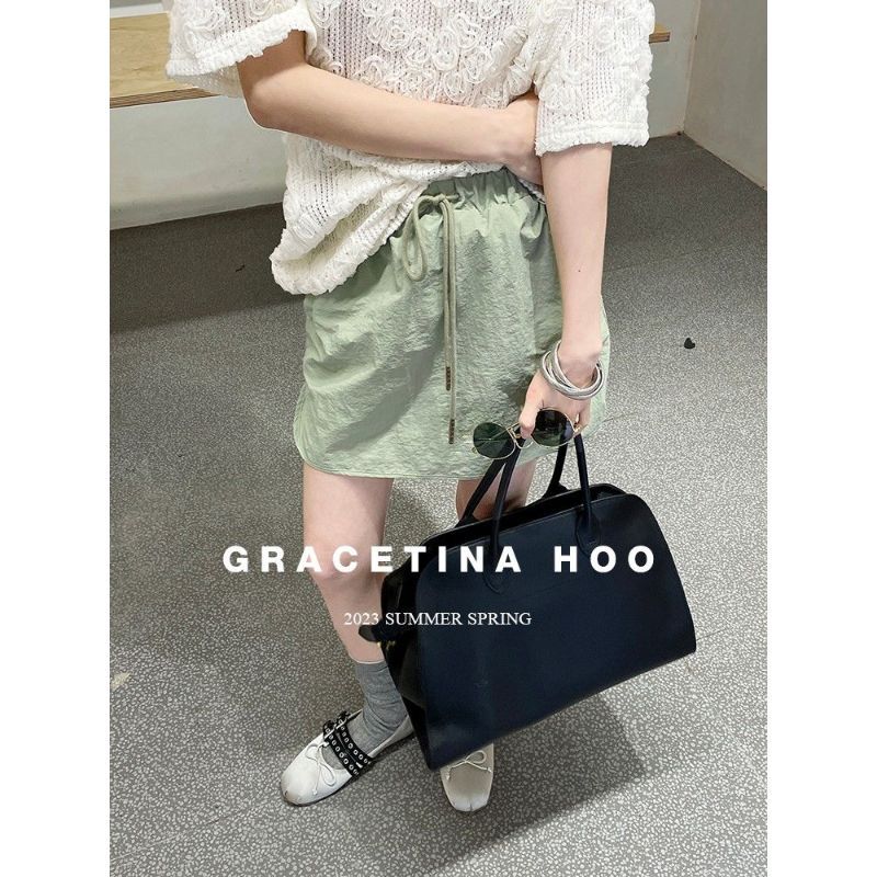 [Giảm giá trong thời gian có hạn] Quần yếm bỏ túi lớn mùa hè Phong cách Culottes Dây rút co giãn thông thường Eo cao dáng ôm hơn