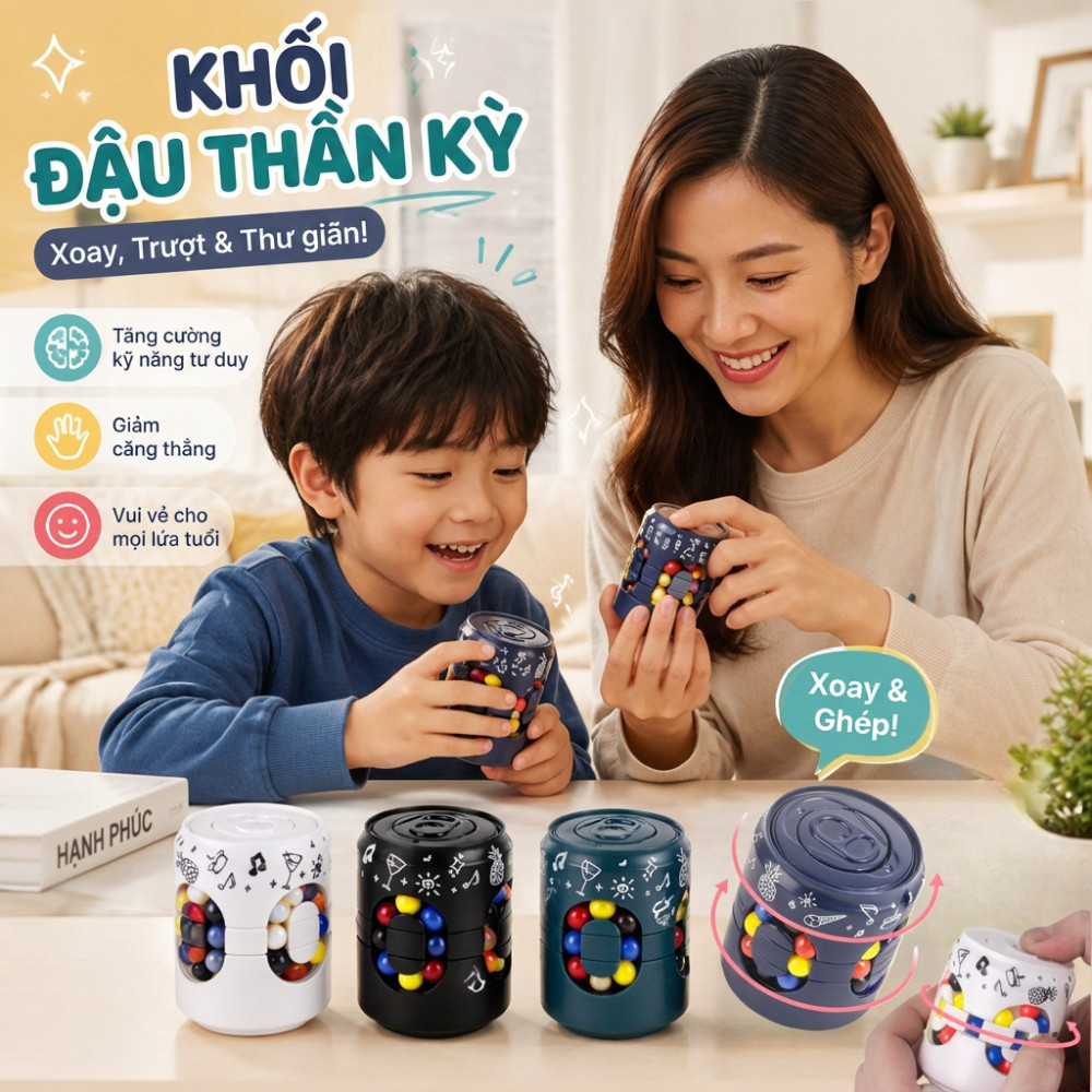 (Vận chuyển địa phương) Can Magic Bean Cube Fidget Toy Xoay Slide Puzzle Đồ chơi giảm căng thẳng cho