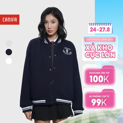 Áo khoác nỉ cào lông nữ dài tay dáng bomber CANIFA 6OT25C004
