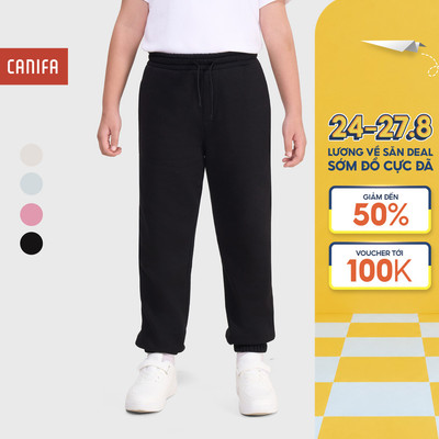 Quần nỉ unisex trẻ em CANIFA chất nỉ da cá mềm form vừa bo gấu cạp chung 3BP25W002