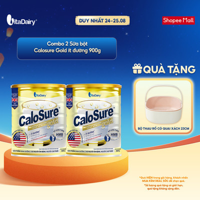 [COMBO 2 LON] Sữa bột Calosure Gold 900g (ít đường) - Bảo vệ xương khớp, tăng cường sức khỏe mạch - Lon 900g