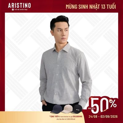 Áo Sơ Mi Nam Aristino phom Regular Fit với họa tiết lịch lãm, tự tin, Sợi Tre Cao Cấp  ALS1510S2