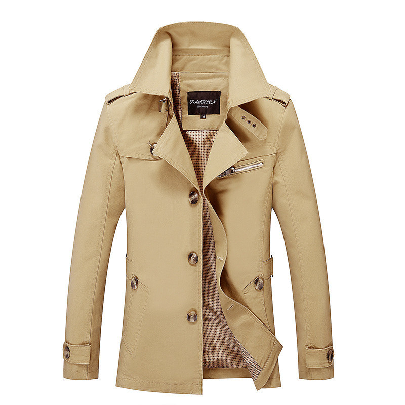 Áo khoác trench coat nam mùa xuân, áo khoác thời trang phong cách Hàn Quốc nam, quần áo nam.
