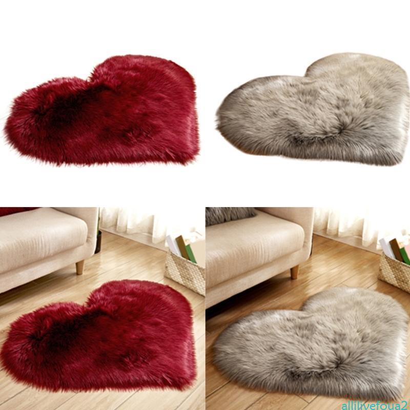 Allilivefoua2 Hình Trái Tim Giả Lông Tơ Thảm Phòng Ngủ Lông Tơ Fuzzy Khu Vực Thảm Da Cừu Thảm Fuzzy