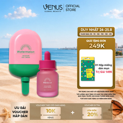 [DEAL MỞ BÁN] Bộ Đôi Giảm Nếp Nhăn Serum Hibiscus Collagen & Kem Dưỡng Dưa Hấu Patch Holic Cho Làn Da Ẩm & Căng Mọng