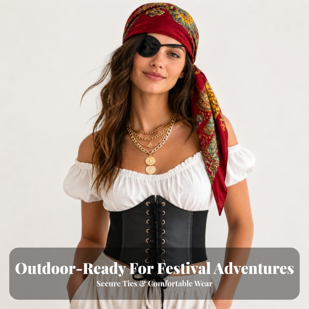 4 Miếng Phụ Kiện Cướp Biển Có Eo Cincher Hoàn Chỉnh Trang Phục Cướp Biển Bộ Phụ Kiện Corset-Style Go