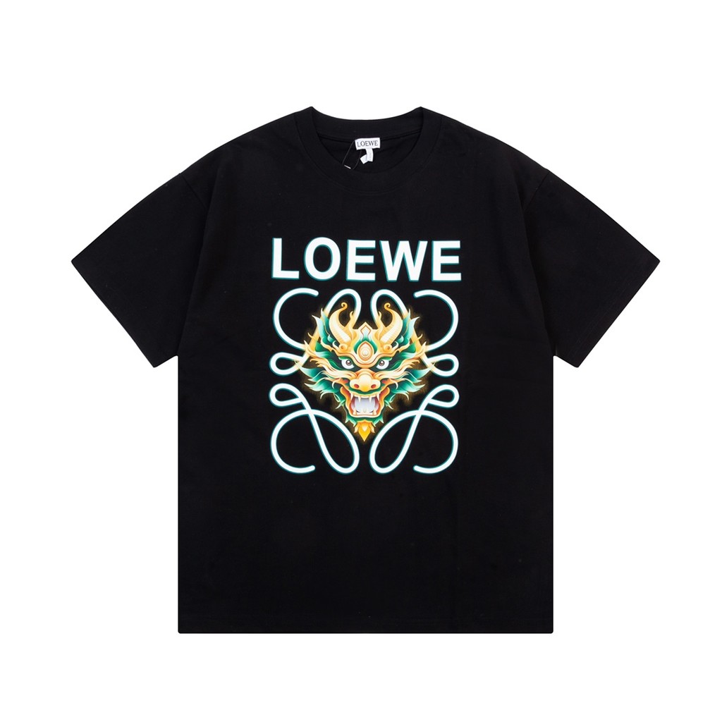 LOEWE LOEWE Phiên bản truy cập Áo thun ngắn tay phong cách cặp đôi Áo thun cỡ lớn Áo sơ mi đáy nhẹ s