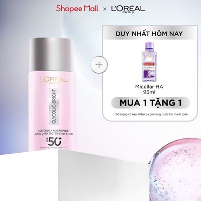 Sữa chống nắng phổ rộng mỏng nhẹ bảo vệ da và dưỡng sáng mờ thâm nám Glycolic Bright Anti-Dark Spot L’Oréal Paris 50ml