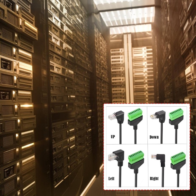 Moon RJ45 8P8C Cắm vào Vít Terminal Block Cable Kết nối 8Pin với vỏ góc phải để kết nối các tác vụ d