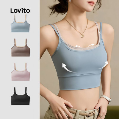 Lovito Phong cách thường ngày Áo bra thể thao nâng ngực chống sốc thân thiện da lưng đẹp cho nữ LNA133012