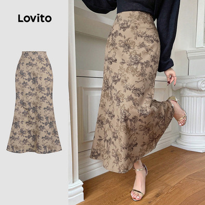 Chân váy Lovito thanh lịch xếp nếp họa tiết hoa cổ điển cho nữ L131LD1232