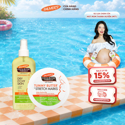 [Chính hãng] COMBO Ngừa rạn và Giảm khô ngứa cuối thai kỳ Palmer's (Bơ ngừa rạn 125g và Dầu dưỡng giảm khô ngứa 150ml)