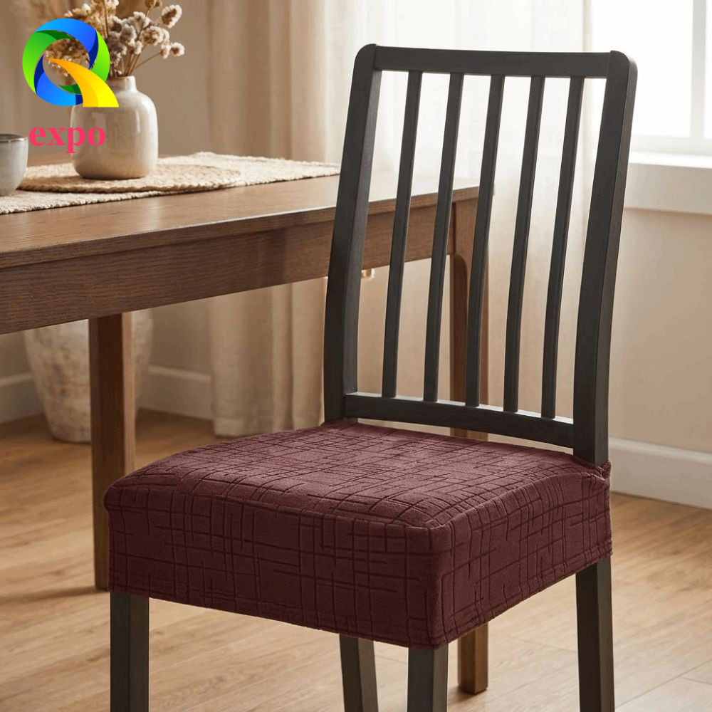 EXPO LIMIT Vỏ Ghế Ăn, Vỏ Đệm Ghế Co Giãn Vải Jacquard, Màu Trơn Đơn Giản Có Thể Tháo Rời Chống Bụi G