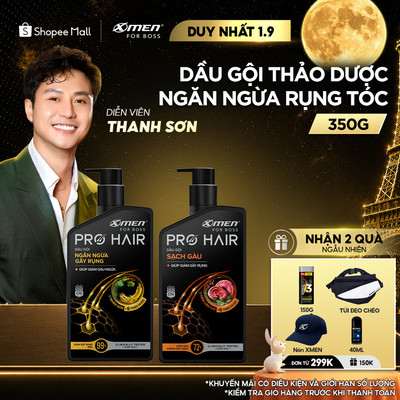 Dầu gội Thảo Dược X-Men For Boss Pro Hair 350g Nuôi Dưỡng Da Đầu Từ Gốc, Sạch Gàu và Giảm Gãy Rụng