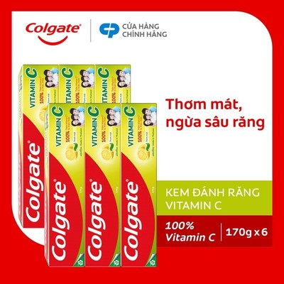 Bộ 6 Kem đánh răng Colgate Vitamin C thơm mát 170g/ tuýp