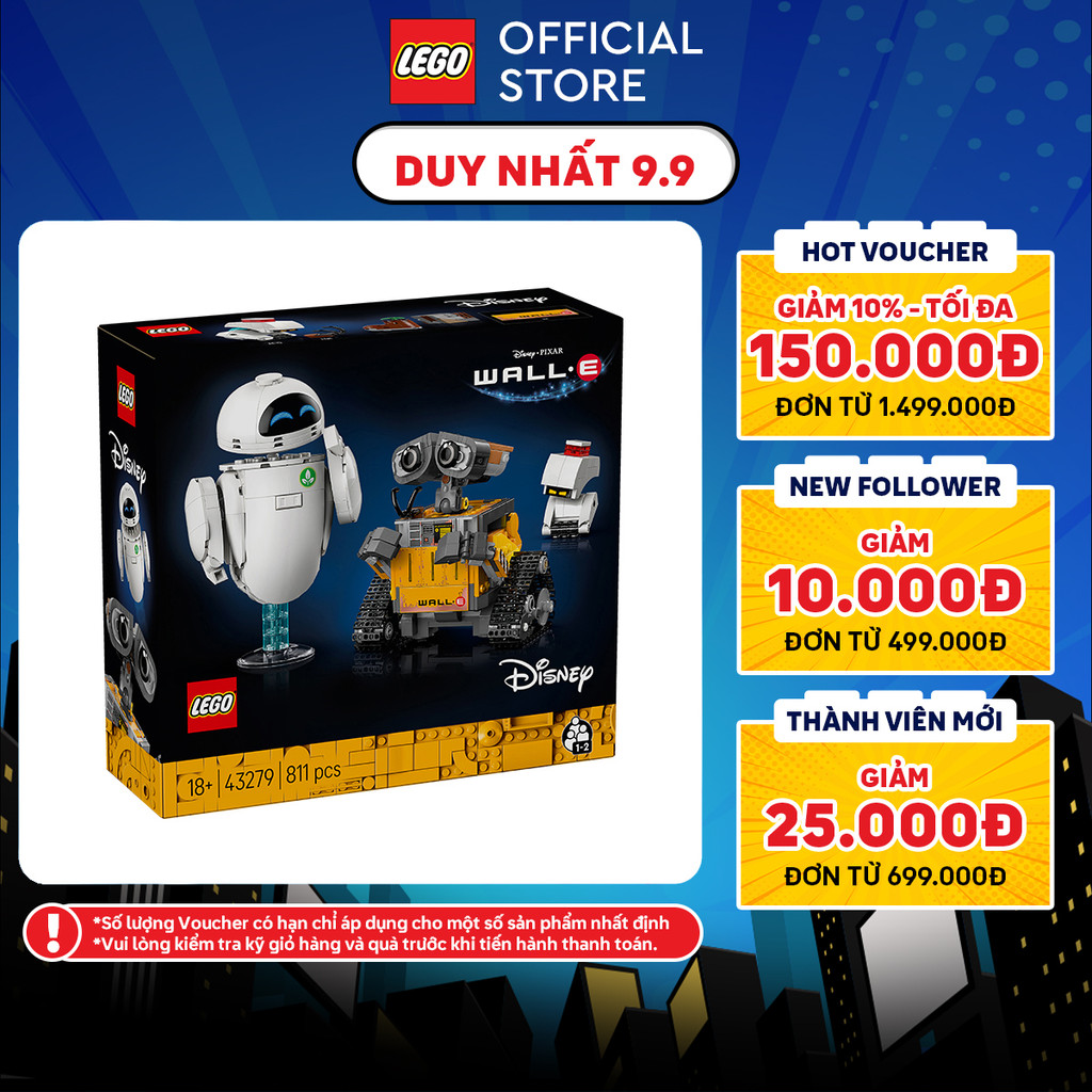 LEGO DISNEY PRINCESS 43279 Đồ Chơi Lắp Ráp WALL-E Và EVE (811 chi tiết)
