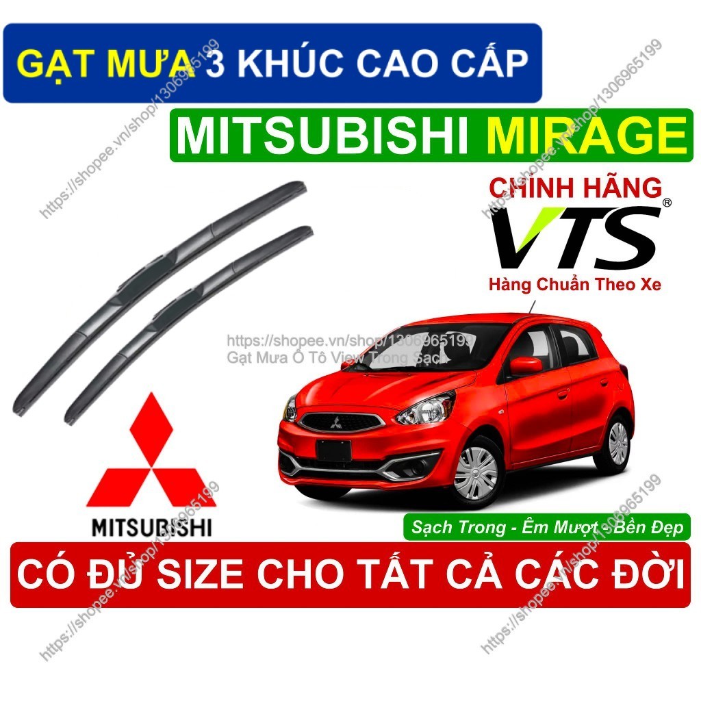 Gạt Mưa 3 Khúc VTS K2 Kính Lái Mitsubishi Mirage, Cặp Gạt M.ưa Kính Lái Mitsubishi Mirage,  Mirage