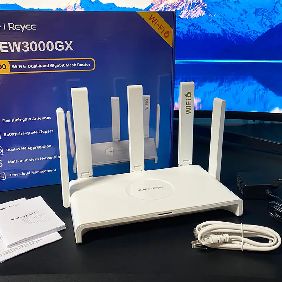 ROUTER WIFI 6 RUIJIE REEYE RG-EW3000GX- TÍN HIỆU MẠNH, HỖ TRỢ 2 BĂNG TẦN, TRUY CẬP LÊN ĐẾN 192 USER