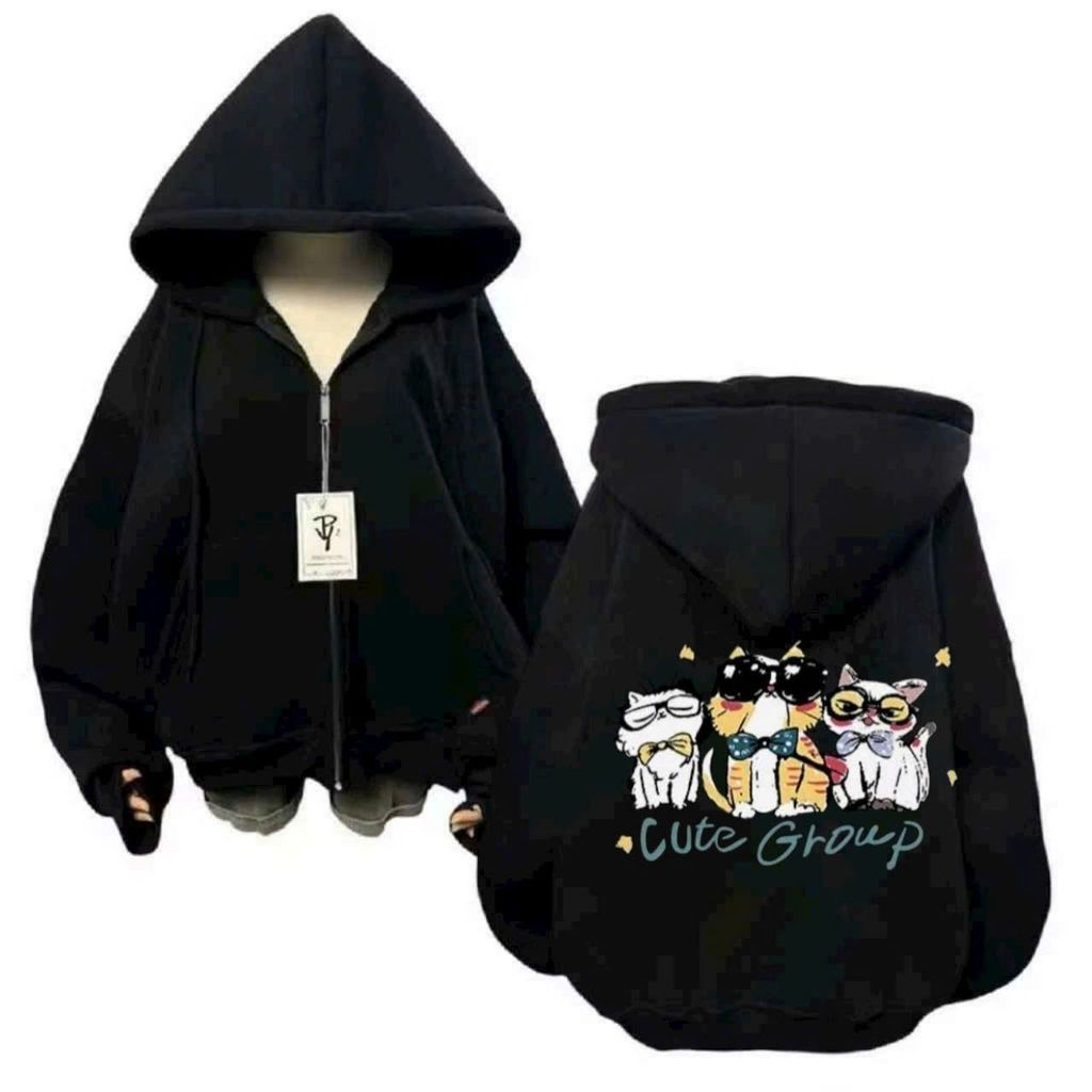Áo khoác hoodie nỉ khoá kéo cotton mềm mại, unisex hiện đại, form rộng trẻ trung - áo KHOÁC chữ GROU