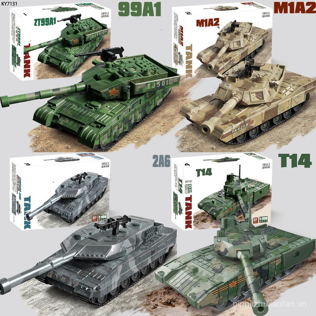 Cool Model 99A1 Abrams Leopard 2A6 Amata Xe Tăng Chiến Đấu Chính Quân Sự Hạt Nhỏ Lắp Ráp Khối Xây Dự