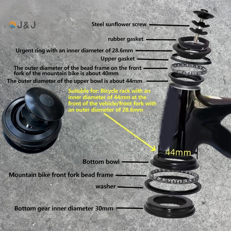 [J & J] Nĩa xe đạp đường trường hợp kim 44mm, 1 1/8", không ren cho Head-Tube ngoại vi