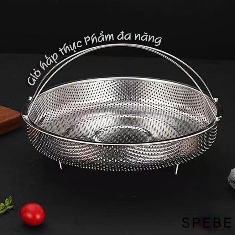 [LOẠI DÀY CỨNG CÁP] Giỏ Hấp Thức Ăn Đa Năng Bằng Thép Không Gỉ Có Tay Cầm Tiện Dụng