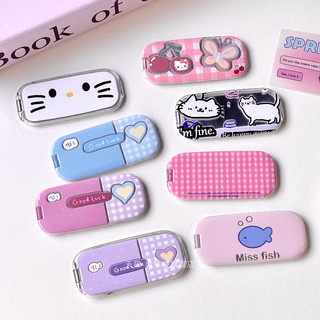 Huiwanju ins Hoạt Hình Dễ Thương Hello Kitty Dán Gương Trang Điểm Giá Đỡ Điện Thoại Di Động Ngang Và Dọc Gương Gấp Gương Nhỏ Và Di Động