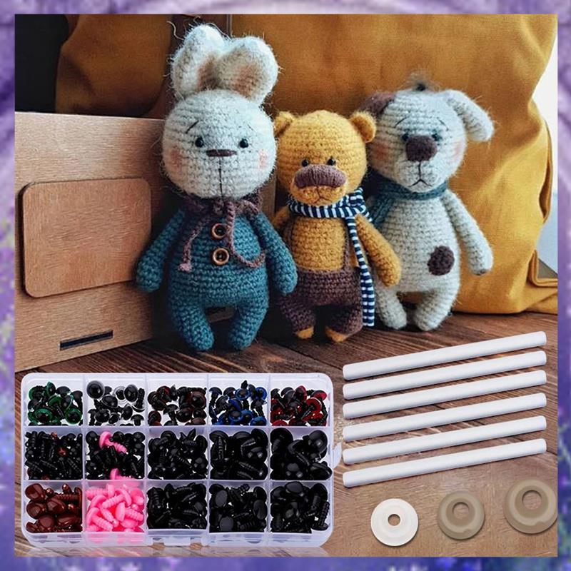[r3jylk02.vn] 566 CÁI Mắt an toàn bằng nhựa để móc Amigurumi Móc mắt có vòng đệm Mắt an toàn cho độn