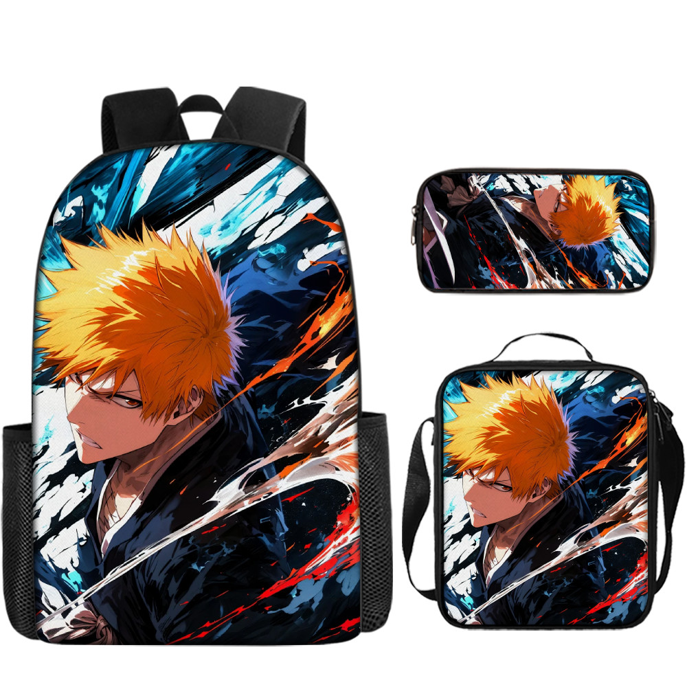 Ba lô hoạt hình BLEACH 16 Inch Giảm gánh nặng và dung tích lớn Bộ túi đi học tiểu học và trung học 20L Polyester Dung tích lớn