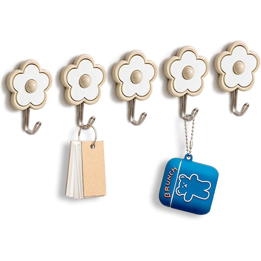 [5Pack] CuteFloretUtilityHooksHeavyDutyUpto5Pounds, proofandOilProof.HangingKey.StickOnWallKitchenPh