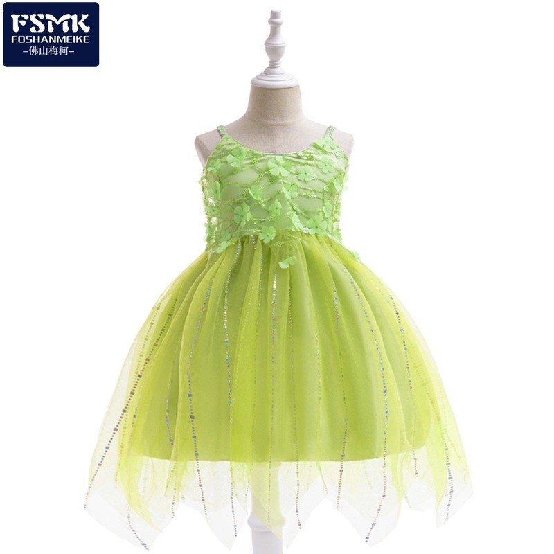 Cosplay Mới Peter Pan Elf Phong Cách Gạc Khâu Đầm Công Chúa Bé Gái Đầm Sling Pettiskirt