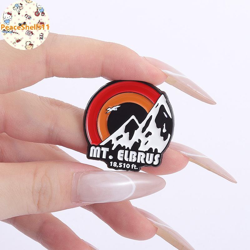 PeaceShells Nga Elbrus Gắn Men Chân Phong Cảnh Tự Nhiên Bình Minh Núi Tuyết Thổ Cẩm Bapa Ve Áo Huy H
