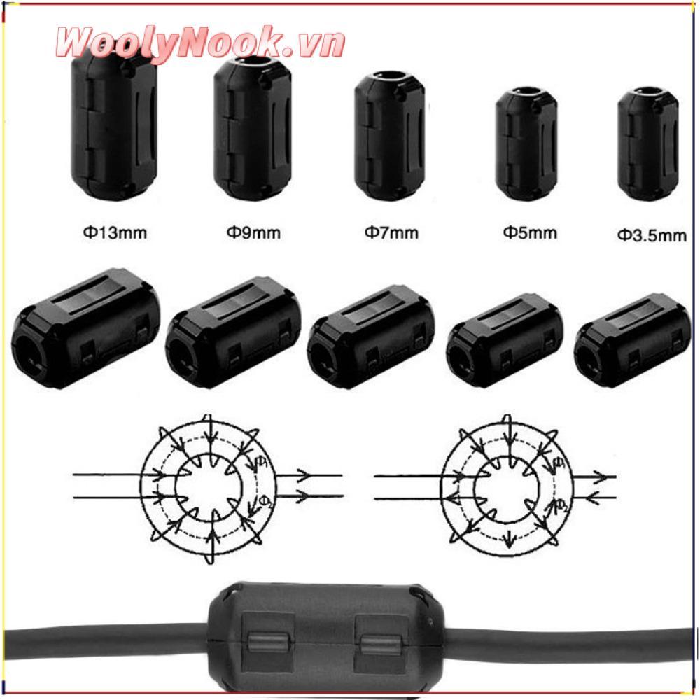 WOOLYNOOK Choke Coil EMI RFI Noise, Snap Type Chống nhiễu Ring Core Ferrite Bead Kẹp, Bao Đen Lọc Cl
