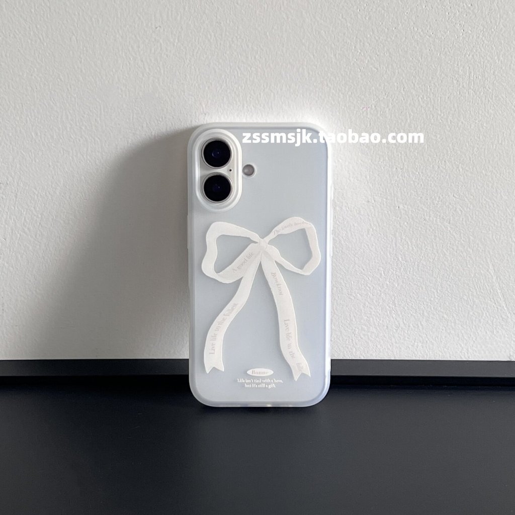 Ốp điện thoại này là gì?Ins Girly Phong Cách Tiếng Anh Nơ iPhone17 Túi Đựng Điện Thoại Nút Camera 16