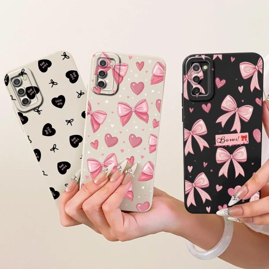 Dành Cho Samsung Galaxy A03s Ốp Lưng SM-A037F Sang Trọng Nơ Tình Yêu Sơn Bao Mềm TPU Ốp Lưng Điện Th