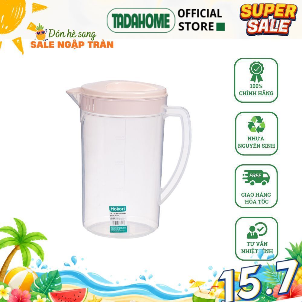 Ca Đựng Nước, Bình Nước Nhựa Trong 2.5L Việt Nhật 6052 Có Nắp Đậy - TADAHOME
