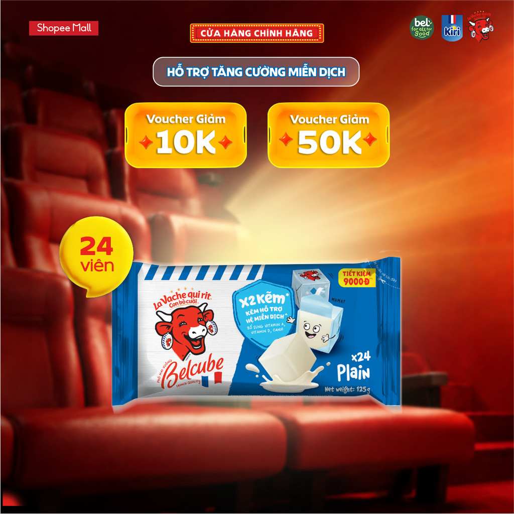 Phô mai vuông Belcube vị Sữa 24C 125Gx15 WA24
