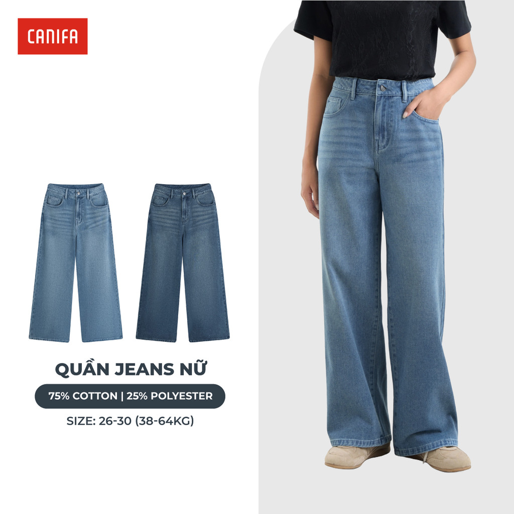 Quần jeans nữ dáng suông ống rộng CANIFA 6BJ26S001