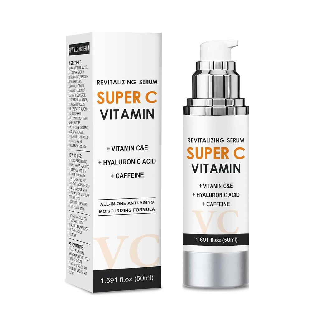 Suero Facial con Vitamina C, Ácido Hialurónico y Vitamina E - Suero Facial Revitalizante Super-C par