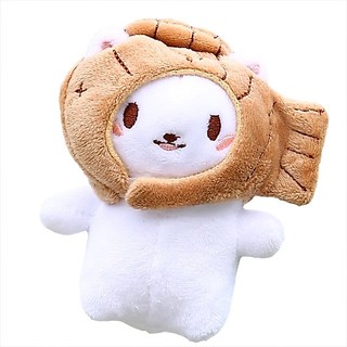 Móc khoá mèo bông đội nón cá