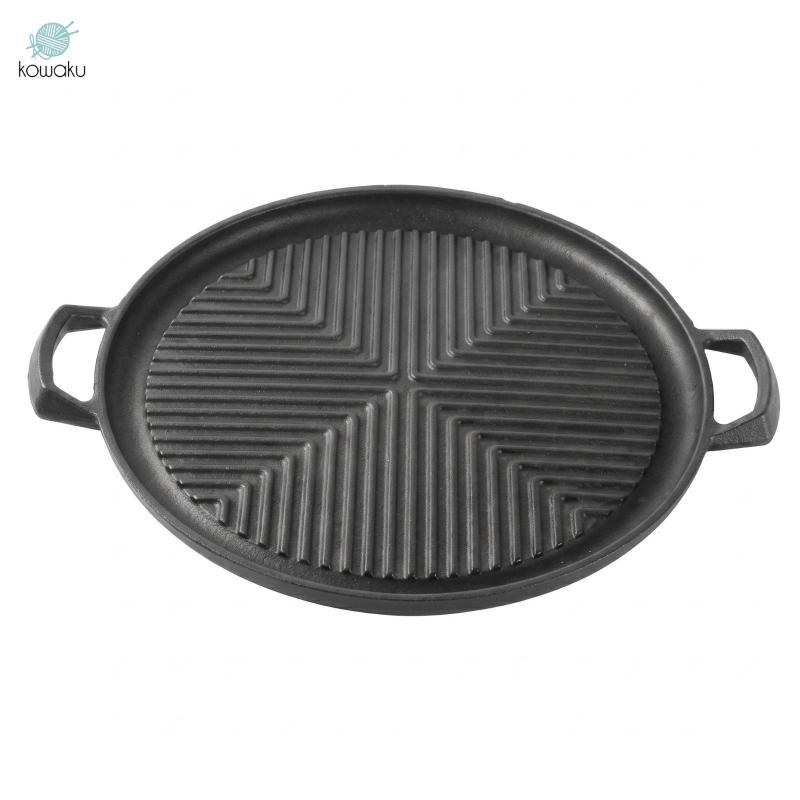 Dark Cast Iron Pan Matte Finish Cast Grill Pan Rót Đồ dùng gia đình Arched