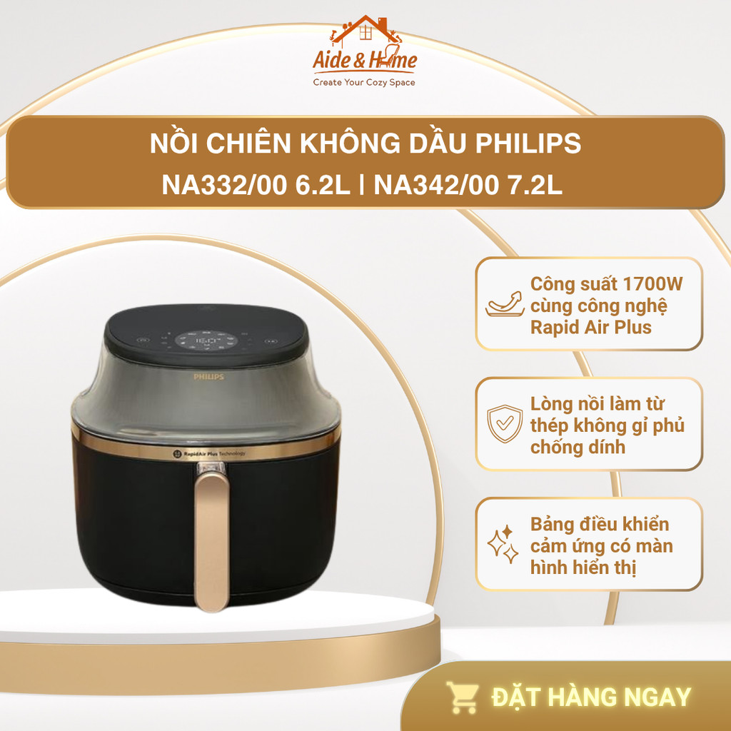 Nồi chiên không dầu Philips NA332/00 6.2l | NA342/00 7.2l - Bảo Hành Chính Hãng
