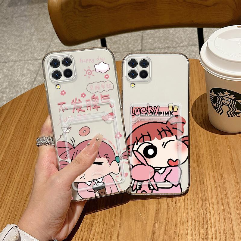 Hộp Đựng Thẻ Cho Samsung Galaxy A12 M12 A22 M22 M32 4G 5G Crayon Shin-chan Trong Suốt