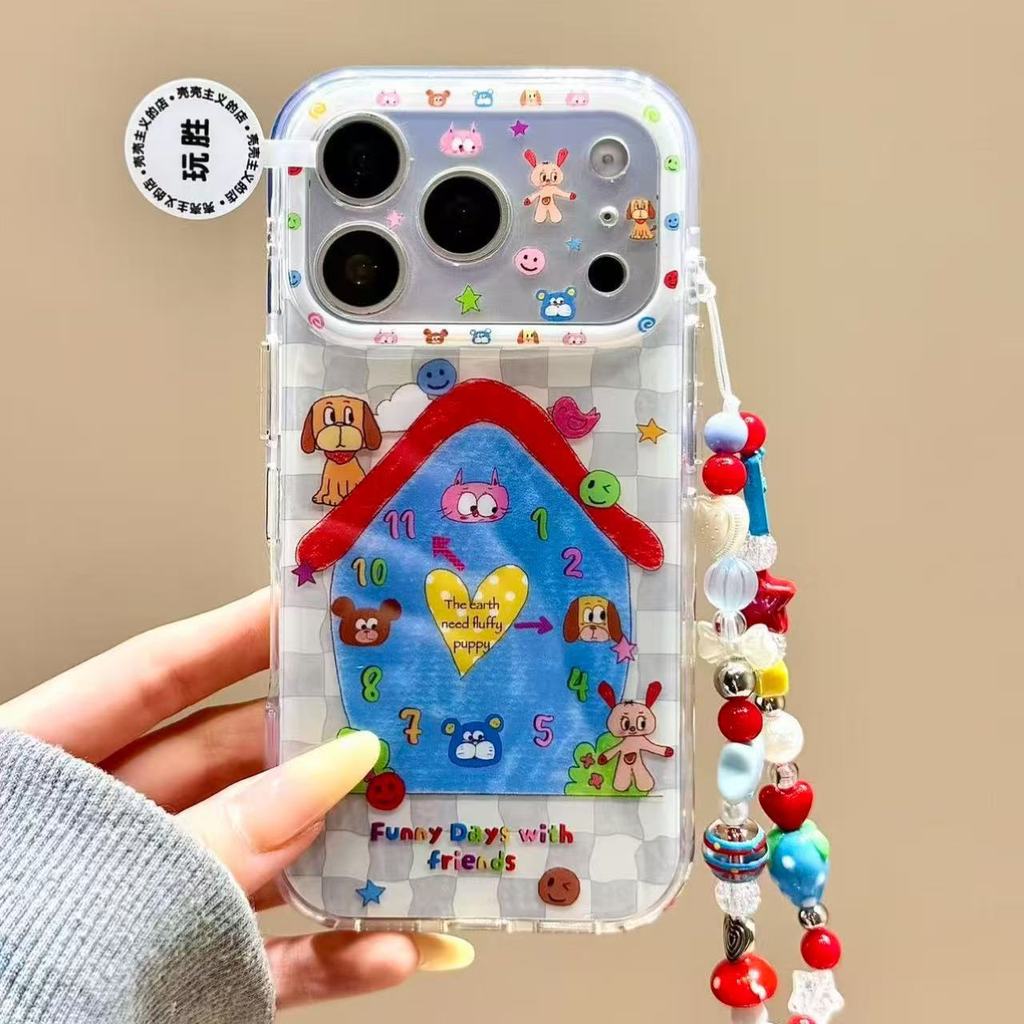 Đồng hồ báo thức Ins Graffiti House Hai lớp Thích hợp cho vỏ điện thoại 17promax 16iphone15