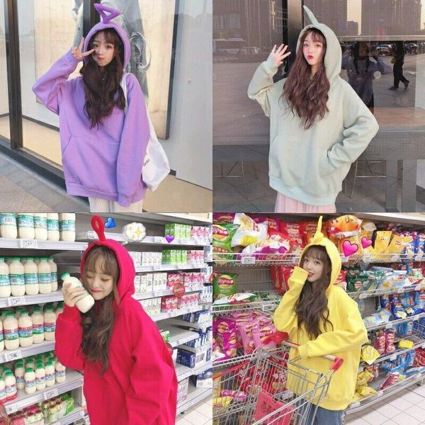 Đặt hàng bên ngoài Bán chạy Teletubbies Áo Nữ Thu Đông Lông Cừu Lót Phong Cách Mới Có Mũ Trùm Đầu Ti