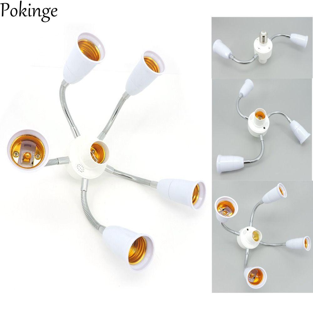 Bộ chia ổ cắm đèn POKINGE E27, Bộ chuyển đổi bóng đèn linh hoạt Bộ chuyển đổi giá đỡ đèn E27, Màu tr