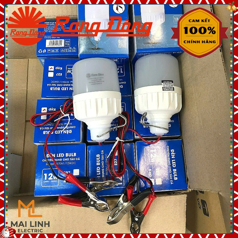 Bóng đèn Led bulb kẹp ắc quy 12W Rạng Đông - Sử dụng Dòng điện 12V đến 24V DC - Ắc Quy