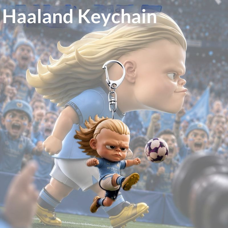 Mặt dây chuyền Acrylic móc khóa bóng đá Erling Haaland dễ thương dành cho người hâm mộ và quà tặng
