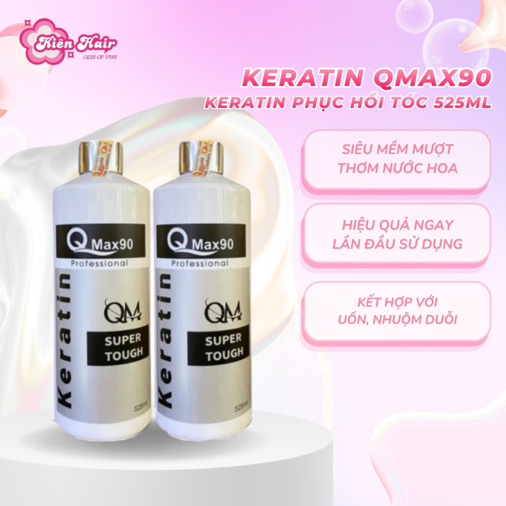 Keratin Qmax90, Keratin phục hồi tóc cháy, tóc nhũn, tóc bông xù, tóc hư tổn nặng 525ml | Kienhair C